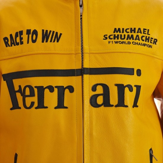 Michael Schumacher Yellow leather Ferrari jacket