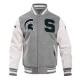 Michigan State University Heather Grey and White Varsity Jacket