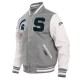 Michigan State University Heather Grey and White Varsity Jacket