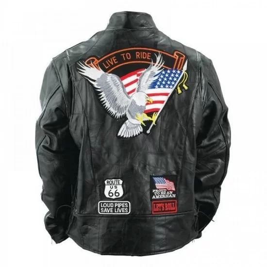 Motorcycle Jacket Live to Ride Eagle USA Biker Diamond Plate New - Live ...