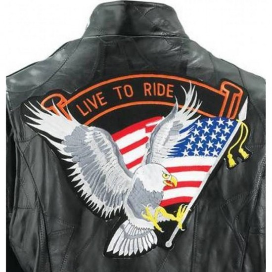 Motorcycle Jacket Live to Ride Eagle USA Biker Diamond Plate New