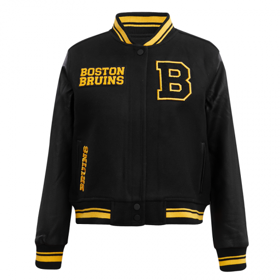 NHL Boston Bruins Retro Classic Womens Black Varsity Jacket