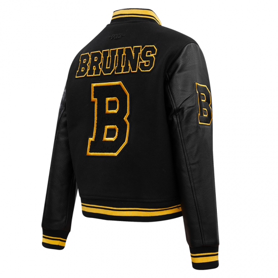 NHL Boston Bruins Retro Classic Womens Black Varsity Jacket