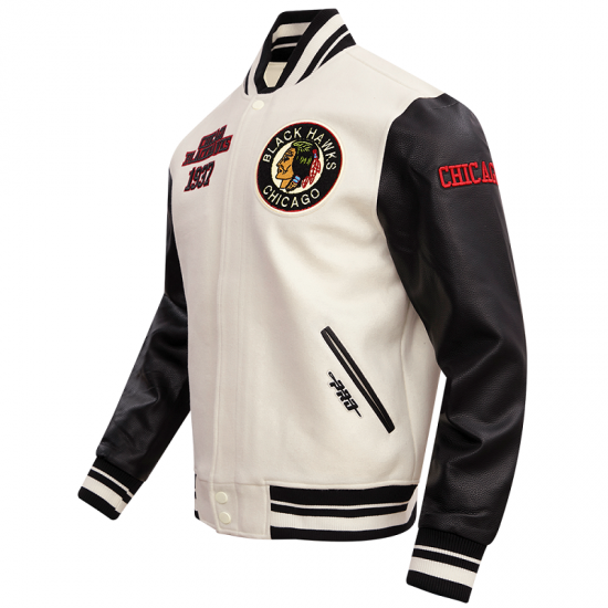 NHL Chicago BlackHawks Retro Classic Rib Varsity Jacket