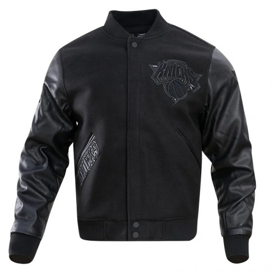 NY Knicks All Black Varsity Jacket