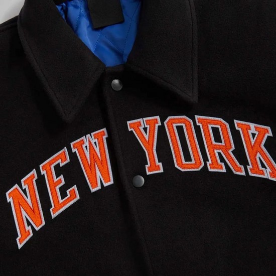 NY Knicks Varsity Black Wool Jacket