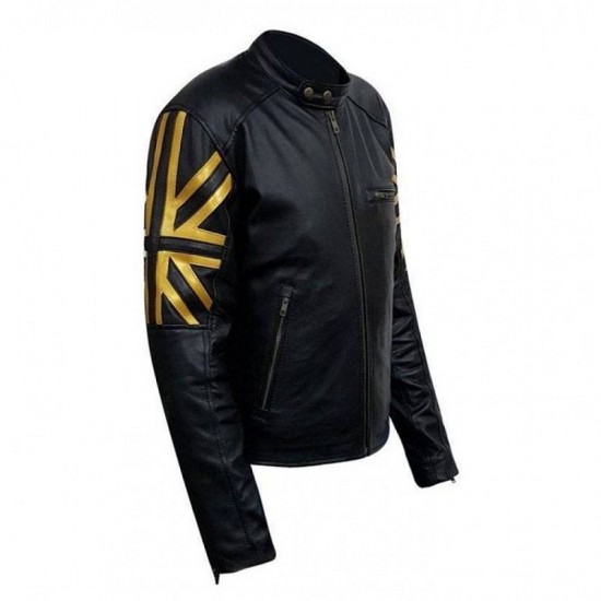 New Men's UK Flag Leather Jacket