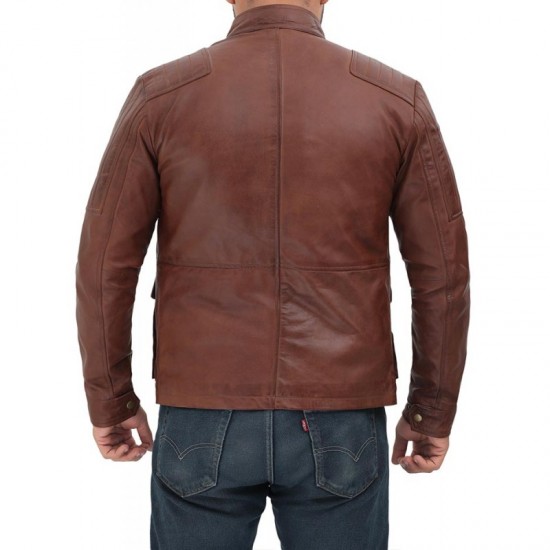 New Men's Brown Four Pocket Leather Jacket For Moto Lovers