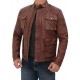 New Men's Brown Four Pocket Leather Jacket For Moto Lovers