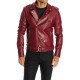 New Men's Genuine Lambskin Leather Motorcycle Jacket Slim Fit Red Biker Jacket