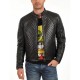 New Men's Leather Skin Black Diamond Quilted Genuine Leather Jacket