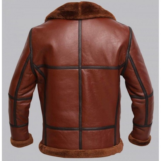 New Men's RAF British Shearling Aviator Leather Jacket