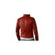 New Men's Red Biker Fashion Quilted Motorcycle Cafe Racer Leather Jacket