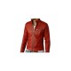 New Men's Red Biker Fashion Quilted Motorcycle Cafe Racer Leather Jacket