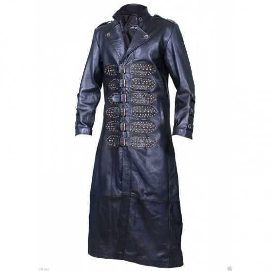 New Men's Steampunk Gothic Matrix Trench Removable Hood Black Coat