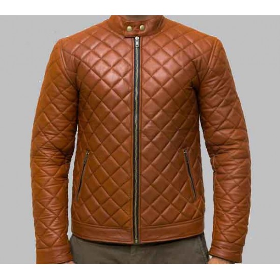 New Men's Trivor Tan Cafe Racer Jacket