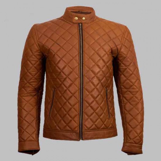 New Men's Trivor Tan Cafe Racer Jacket