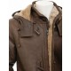 New Mens Sheepskin Duffle Coat Fur Hood Natural Shearling Fur Long Hooded Coat