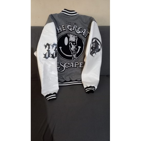 New Mens SugarHill Letterman Varsity Gray Jacket