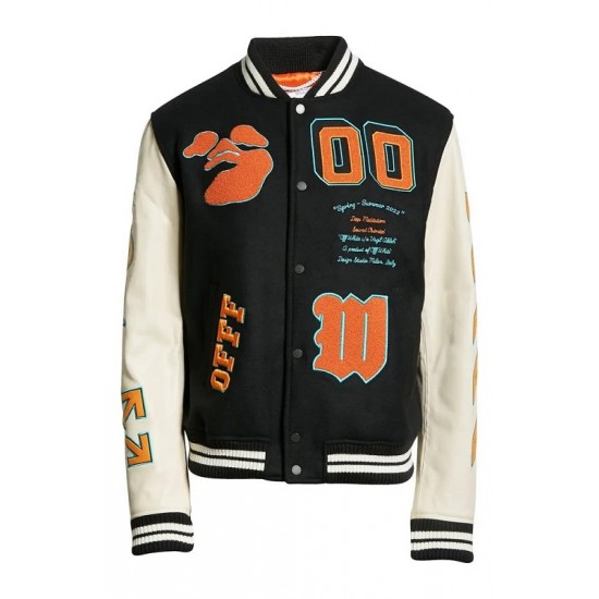 New Mens of-White Varsity Jacket