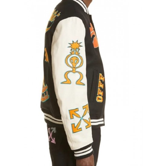 New Mens of-White Varsity Jacket