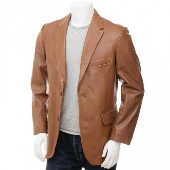 New Men’s Ultimate Crossover Real Leather Blazer Jacket