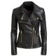 New Women's Black Slim Fit Biker Style Real Leather Jacket