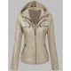 New Women's Removable Hoodie Leather Jacket