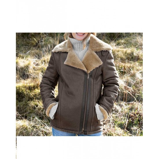 New Womens Aviator B3 Sherling Winter Jacket