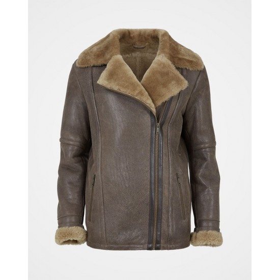 New Womens Aviator B3 Sherling Winter Jacket