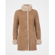 New Womens Beige Sherling Fur Coat