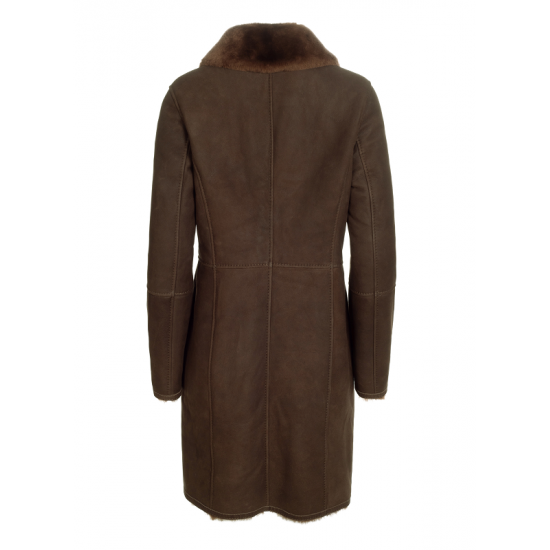 New Womens Brown Sherling Fur Coat