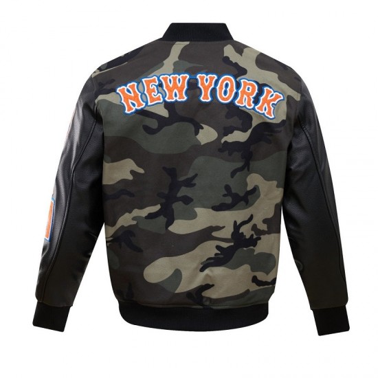 New York Mets Camo Logo Varsity Jacket