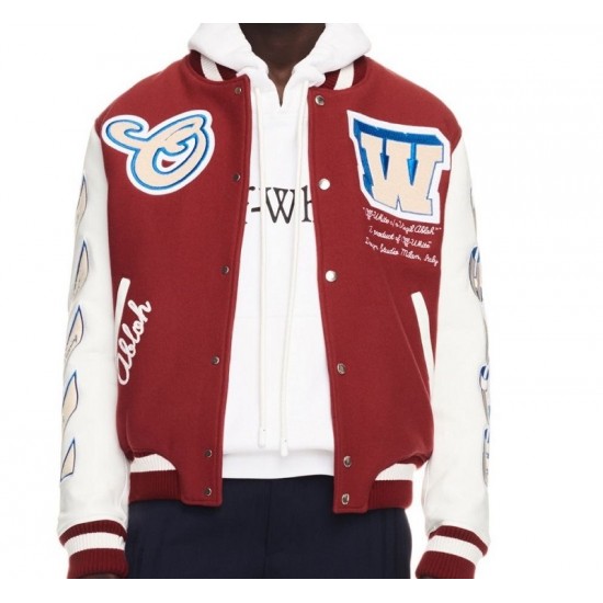 Off White Red Varsity Jacket