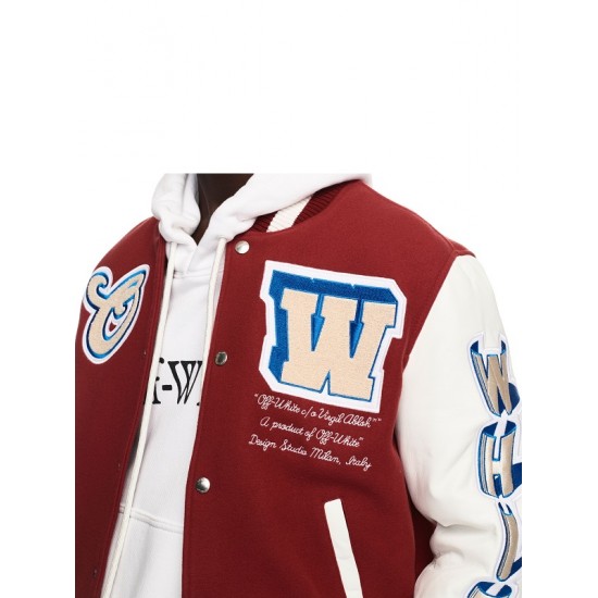 Off White Red Varsity Jacket