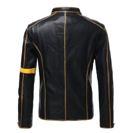 Old Splice Stand Collar Leather Black Jacket