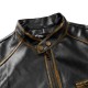 Old Splice Stand Collar Leather Black Jacket