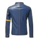 Old Splice Stand Collar Leather Blue Jacket