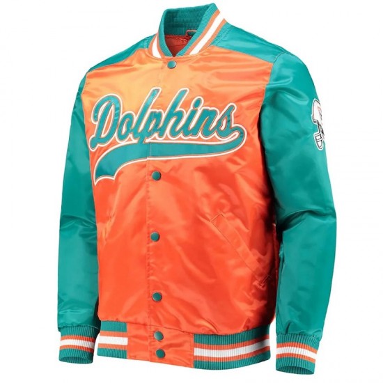 Orange The Tradition II Miami Dolphins Satin Jacket