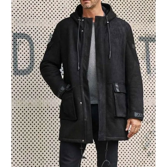 Outwear Winter Fur Coat Black Sheepskin Leather Overcoat