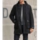 Outwear Winter Fur Coat Black Sheepskin Leather Overcoat