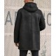 Outwear Winter Fur Coat Black Sheepskin Leather Overcoat