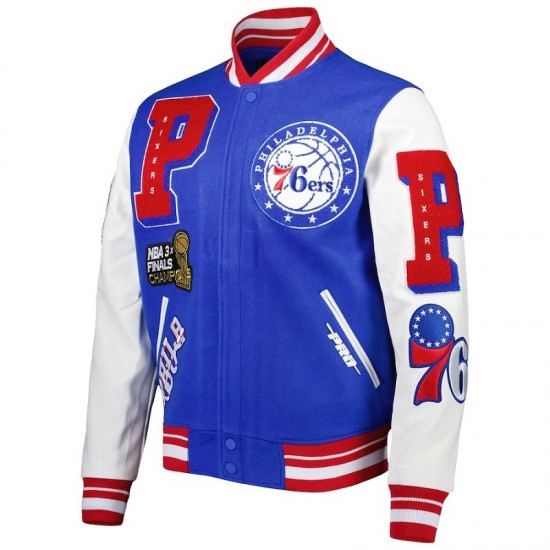 PHILADELPHIA 76 ERS NBA Mash Up Mens Long Sleeve Varsity JACKET