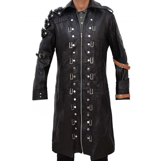 PUBG Playerunknown's Battlegrounds Black Leather Trench Coat