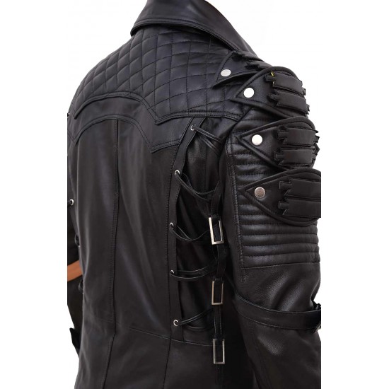 PUBG Playerunknown's Battlegrounds Black Leather Trench Coat