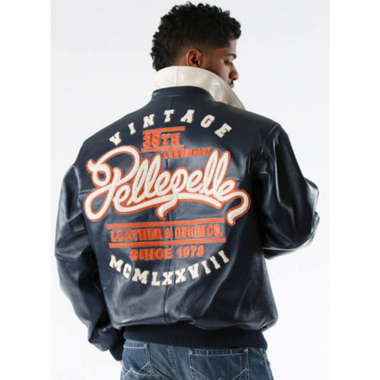 Pelle Pelle 35th Anniversary Navy Plush Leather Jacket