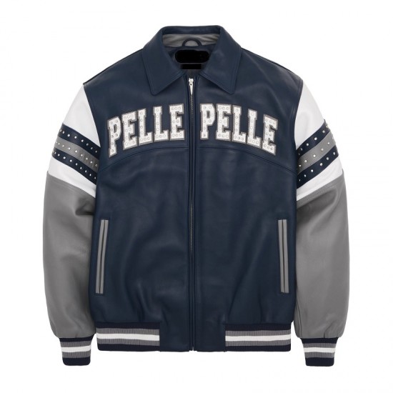 Pelle Pelle Arches Navy and Gray Leather Jacket