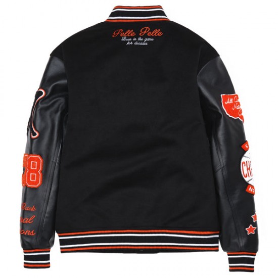 Pelle Pelle Black Biker 1978 Varsity Jacket