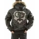 Pelle Pelle Black PP Crest Fur Hood Leather Jacket