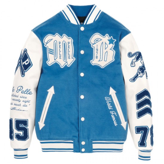 Pelle Pelle Blue Biker 1978 Varsity Jacket